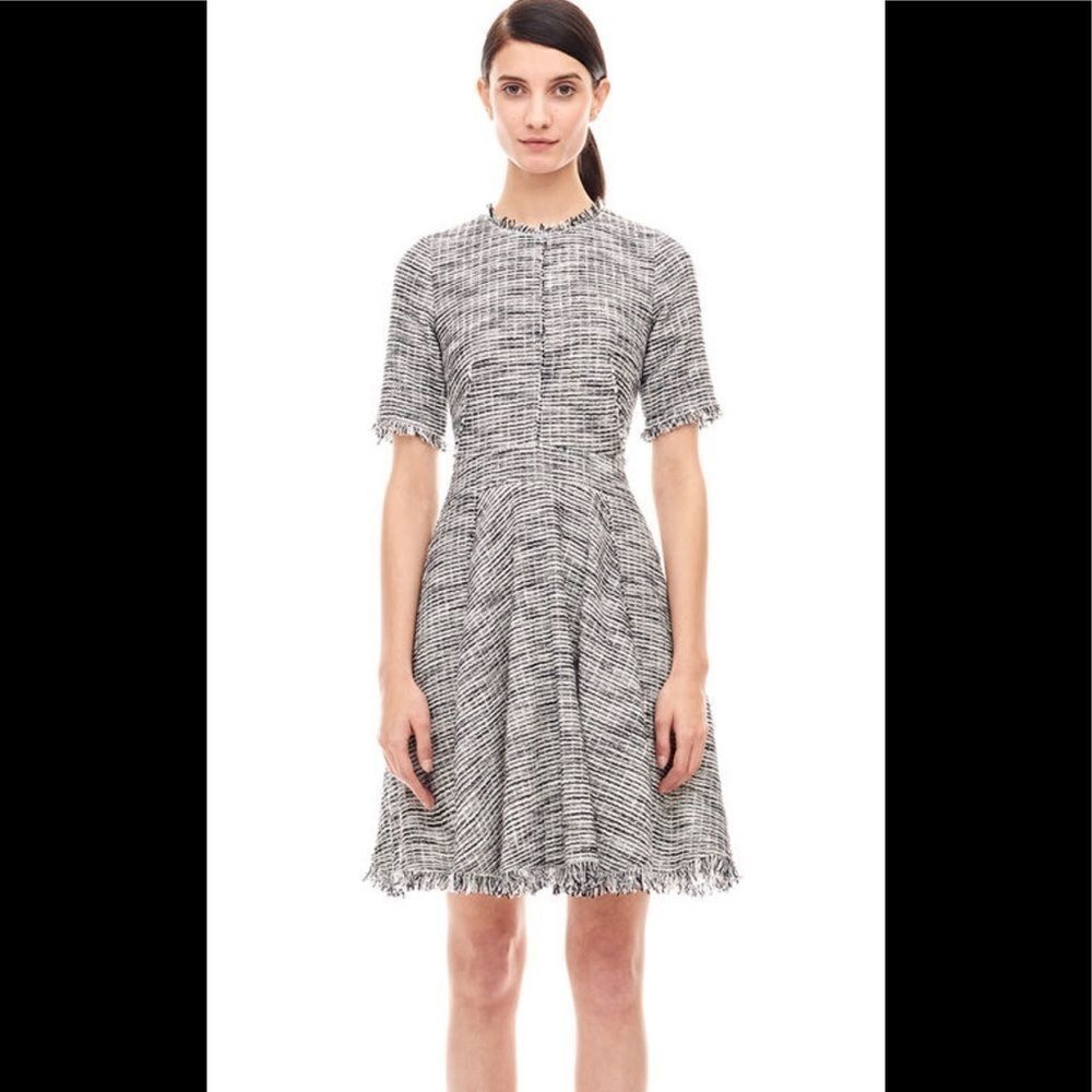 Rebecca Taylor Boucle Black And White Tweed Dress sz 4